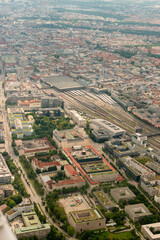 Fototapeta premium Train station in Munich in Germany seen from a small plane
