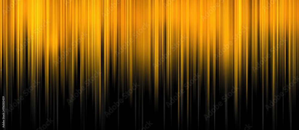 Poster Golden striped backdrop with abstract design featuring blurred bokeh lights creating a shiny and elegant atmosphere for various applications.