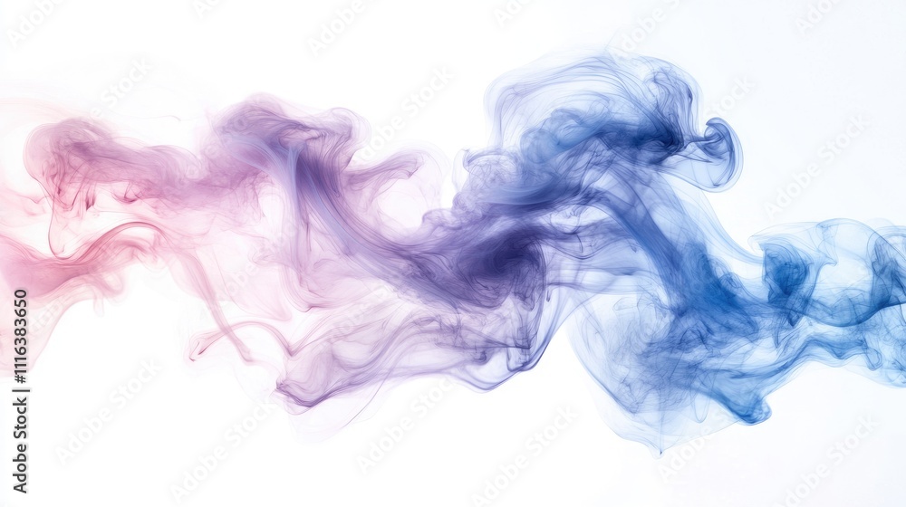 Fototapete Smoke swirl in flag colors on a white background creating a dynamic abstract visual effect for artistic and design projects.