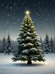Obraz premium christmas tree in snow