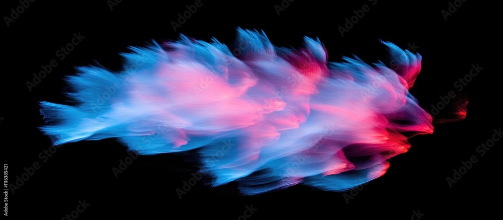 Poster vibrant abstract smoke and light composition in blue and pink hues on a black background creating a 