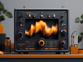 Fototapeta premium Detailed Seismographic Display Capturing the Powerful Tremors and Shockwaves of a Dramatic Earthquake Event with a Complex Array of Technical Instrumentation Hypnotic Waveforms