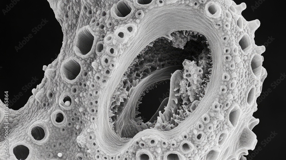 Poster microscopic view revealing intricate details of a hydra showcasing its unique structure and biologic