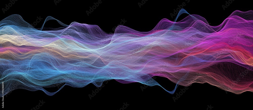 Poster colorful abstract wave patterns representing a vibrant fireworks display against a dark background i