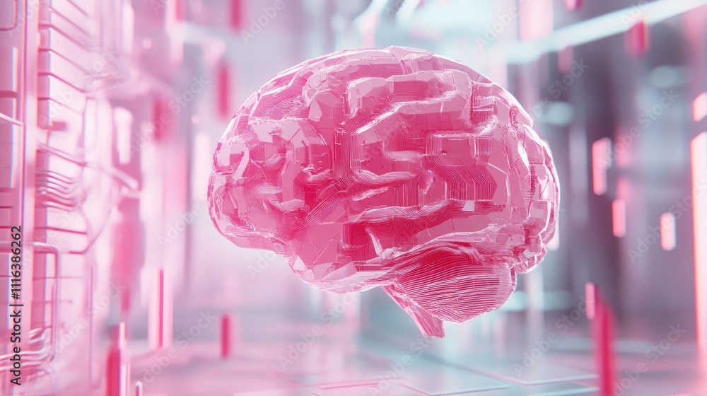 Poster polygonal brain visualizing ai technology and innovation in a futuristic digital environment for suc