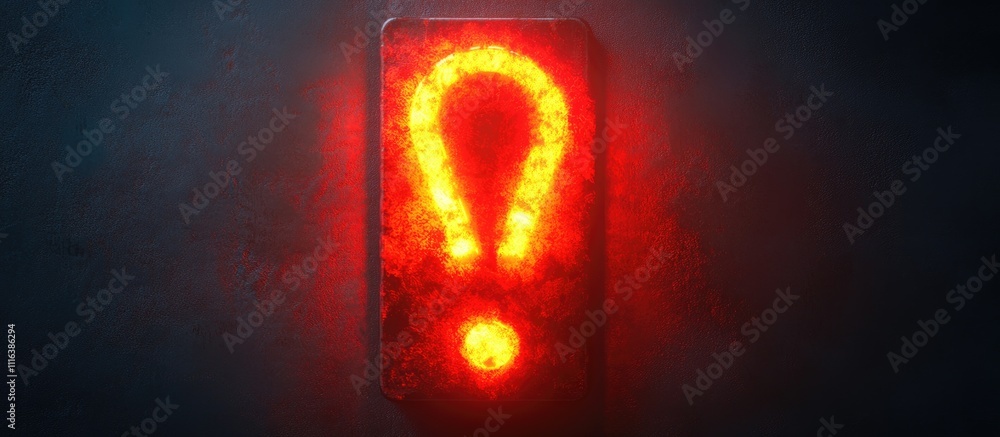 Aufkleber red exclamation mark sign illuminated in dark background for caution warning and alarm notifications