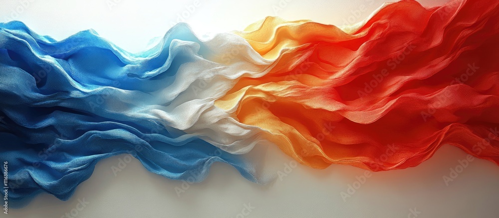 Poster flowing national flag design in vibrant colors on a white background with a smooth wave effect and i