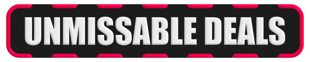 Fototapeta premium Unmissable Deals Stamp Seal, Black Background Unmissable Deals Word Rubber Stamp Banner Design Element
