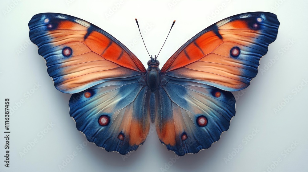 Poster colorful butterfly displayed elegantly on a white background highlighting its intricate patterns and