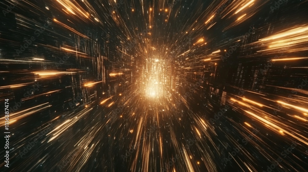 Aufkleber Cosmic Burst of Light and Energy with Dynamic Streaks in Space