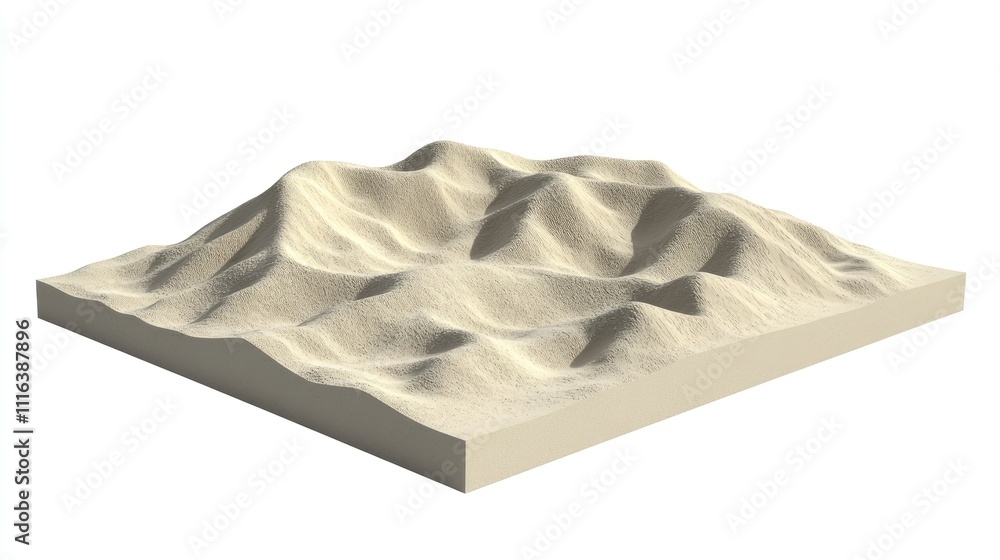Aufkleber realistic 3d rendering of an isolated sand dune displaying detailed textures on a plain white backgr