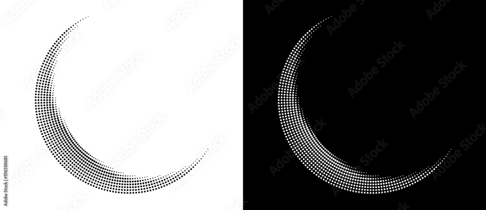 Fototapete modern abstract background. halftone dots in circle form. letter c or moon like logo, icon or design