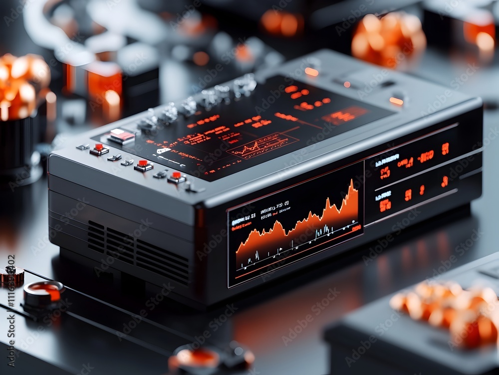 Poster advanced seismograph instrument with sleek modern design precisely recording and analyzing real time