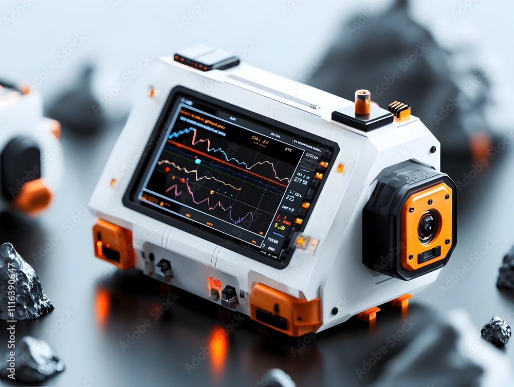 Aufkleber detailed seismograph instrument recording and interpreting real time data on seismic activity across