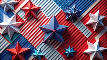Naklejka premium Minimalist Red White Blue Star Striped Design Collection