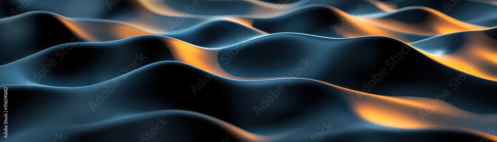 Poster a serene, abstract image showcasing flowing waves with a gentle interplay of light and shadow, creat