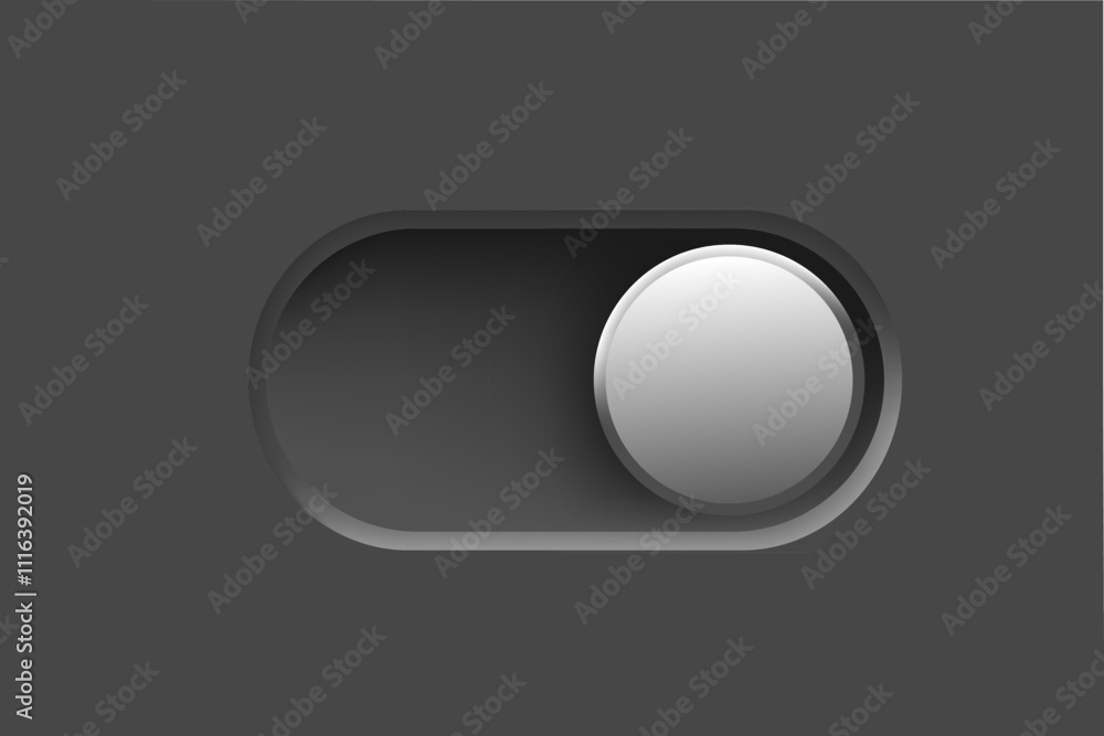 Poster Black interface toggle button. On Off switch. 3d vector element idolated on white background