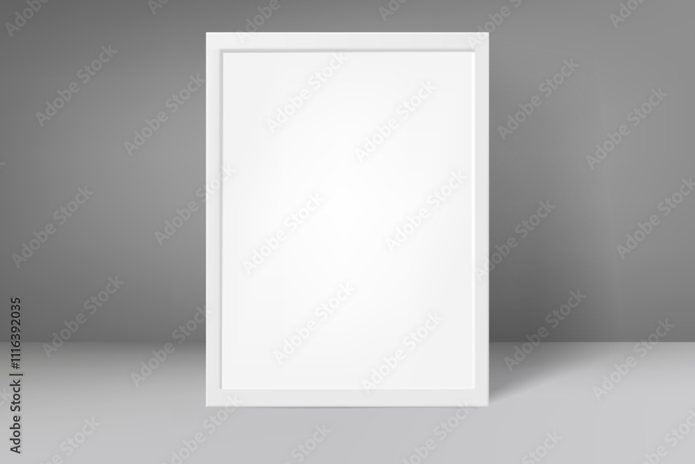 Poster one picture frame a4 on the wall. 3d vector mockup