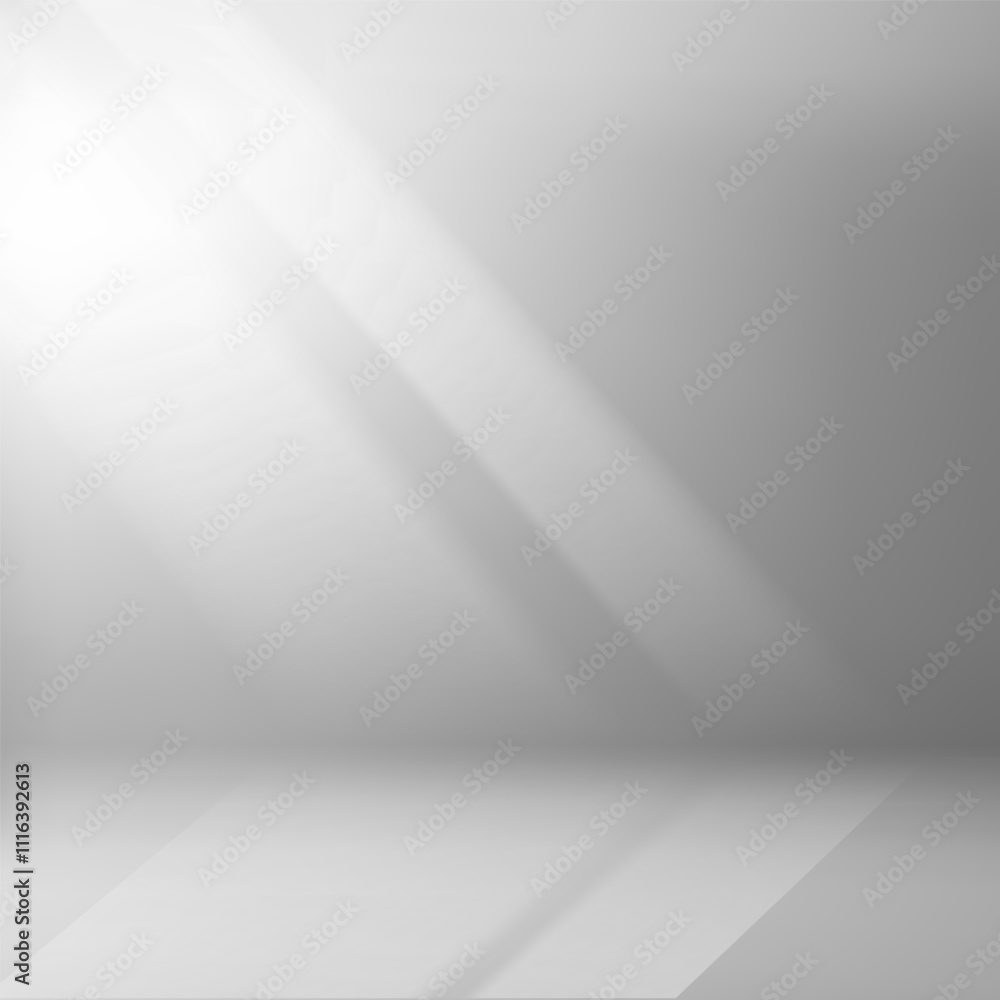 Poster empty stage with grey wall. 3d vector square background