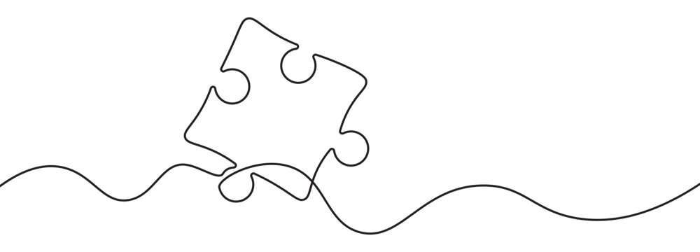 recommend clip art: Jigsaw puzzle one continuous line drawing design vector