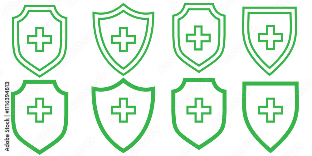 Canvas Prints shield with cross icon set