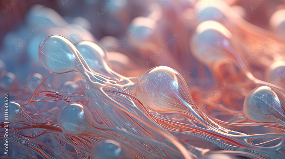 Poster Scientific abstraction with futuristic textured tissue waves. Tech background with close-up wave bio texture.