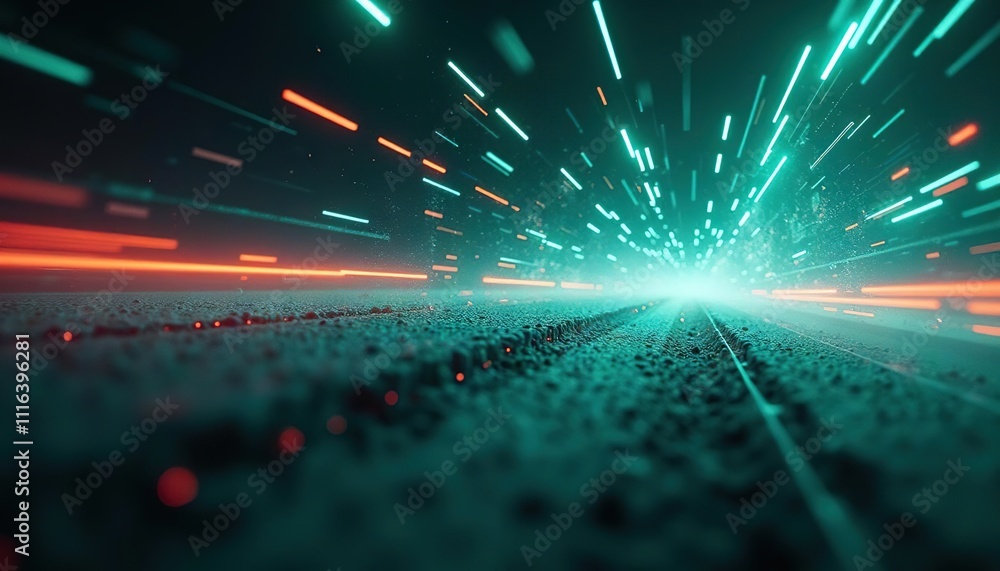 Aufkleber Futuristic light beams and glowing trails in motion creating a tunnel effect with speed lines
