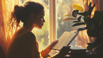 A woman reflecting on her emotions through journaling, creating space for emotional clarity and growth in a peaceful, introspective setting.