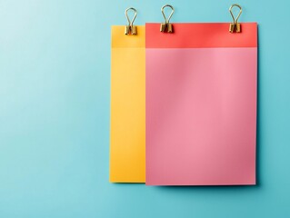 Colorful notes pinned on a blue background.