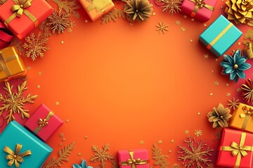 Festive Orange Christmas Gift Background
