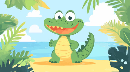 Naklejka premium Happy alligator character vector illustration for design projects