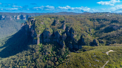 Photograph of the lush and picturesque Megalong Valley near Katoomba in the Blue Mountains in New South Wales, Australia.