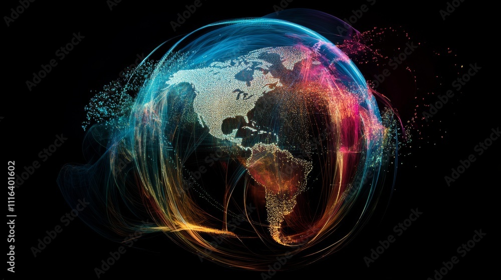 Poster Abstract Artistic Representation of a Colorful Earth Globe