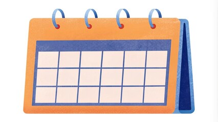 Colorful and Creative Calendar Illustration Featuring Blank Boxes for Customization and Planning, Perfect for Organizing Schedules and Events
