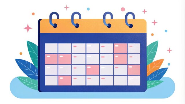 Calendar Design with Leaves Perfect for Planning, Scheduling, and Event Management in Creative Projects and Marketing Materials