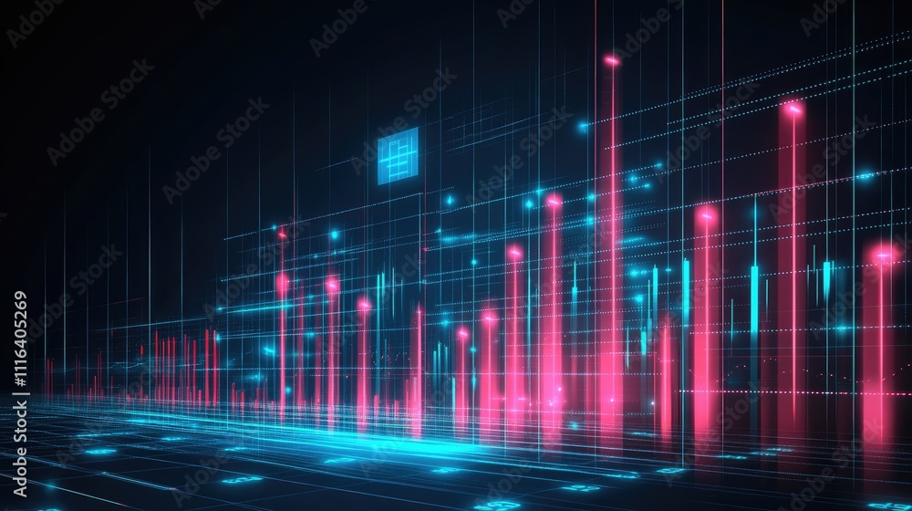 Poster abstract digital visualization of colorful data analytics chart