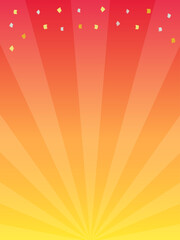 Obraz premium 放射線状の光と紙吹雪の背景 - セールやプロモーションの縦長サイズのバナーのテンプレート素材 - 3:4