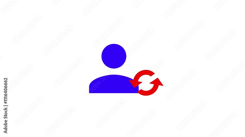 Poster user icon with synchronization arrows
