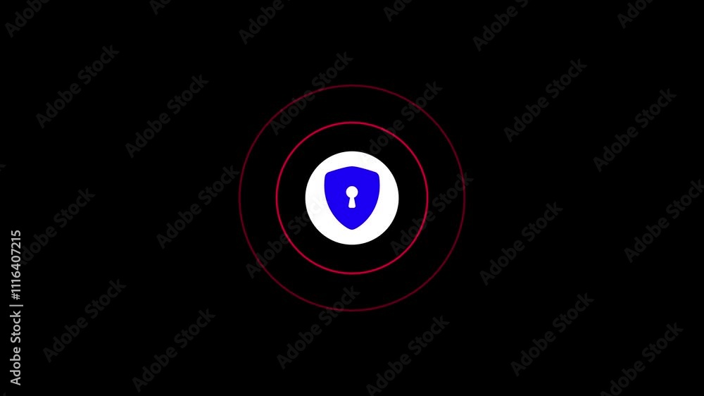 Poster security shield icon with wave, symbolizing data protection, secure communication, and privacy in a 