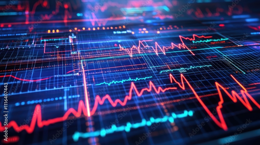 Poster abstract digital visualization of data analytics and statistical trends