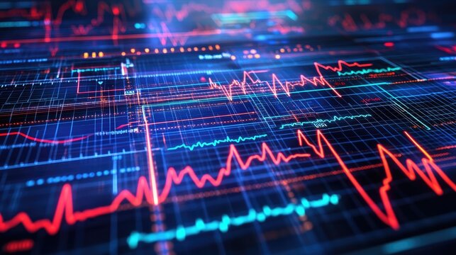 Abstract Digital Visualization of Data Analytics and Statistical Trends