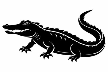 Fototapeta premium alligator line art silhouette vector illustration