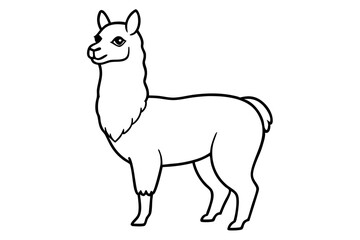 alpaca line art silhouette vector illustration