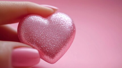 Fototapeta premium Charming Pink Glitter Heart Symbolizing Love and Affection