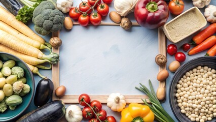 Fresh and Colorful Arrangement of Seasonal Vegetables with a Blank Space for Text Ideal for Food Recipes, Healthy Eating Promos, or Organic Produce Marketing