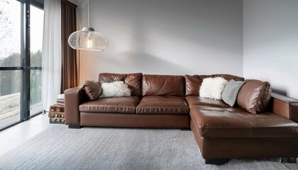 A spacious sectional sofa bed in dark brown leather, perfect for hosting guests