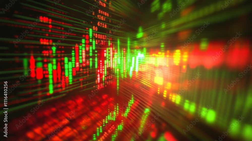 Aufkleber abstract financial data visualization with colorful stock charts