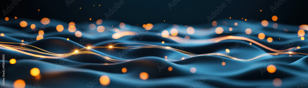 Aufkleber a mesmerizing scene of luminous waves and sparkling lights, creating a tranquil and futuristic atmos