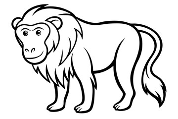 baboon line art silhouette vector illustration