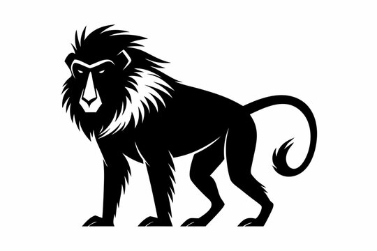 recommend clip art: baboon line art silhouette vector illustration